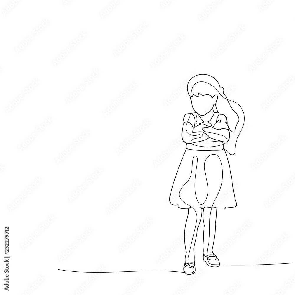 isolated, sketch of simple lines girl isolated, sketch of simple lines girl