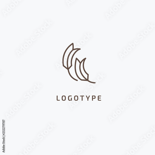Vector stock logo, abstract nature sign. Illustration design of elegant, premium and royal logotype bakery, bread, agroculture, grain, millet, field, flour. Vector icon of gold ear.