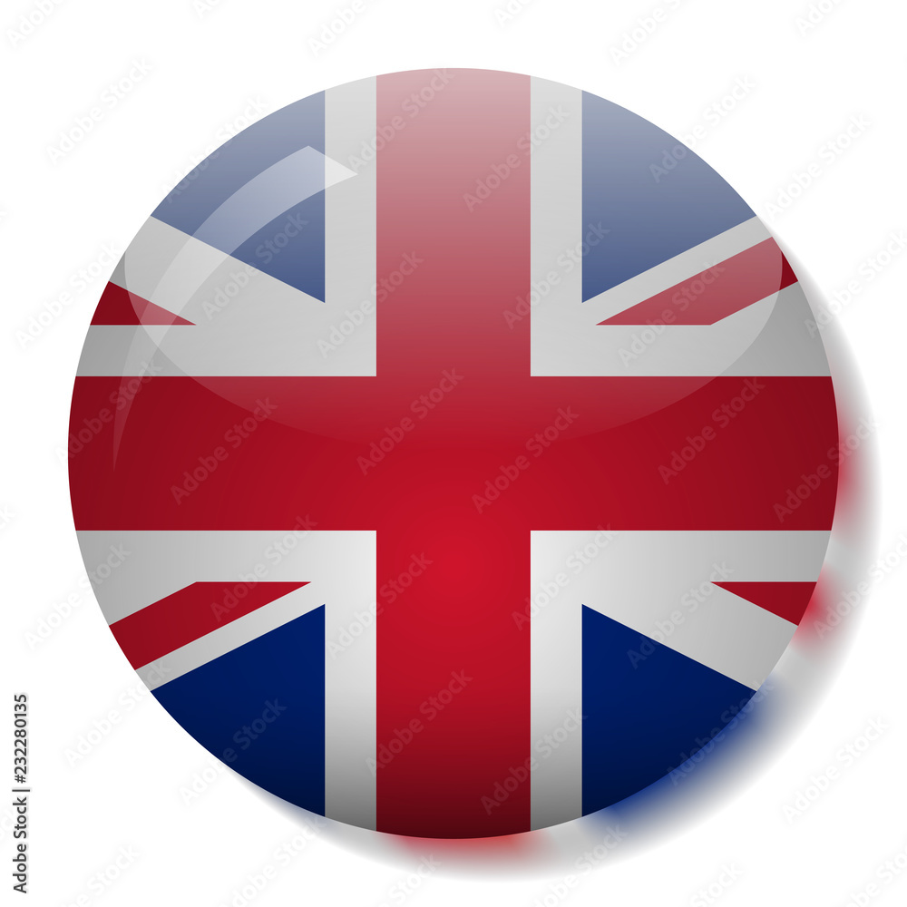 Fototapeta premium UK flag glass button vector illustration