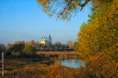 Old church  at autumn day  Dunilovo  Russia