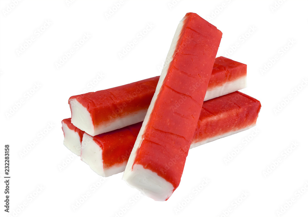 crab sticks on white background