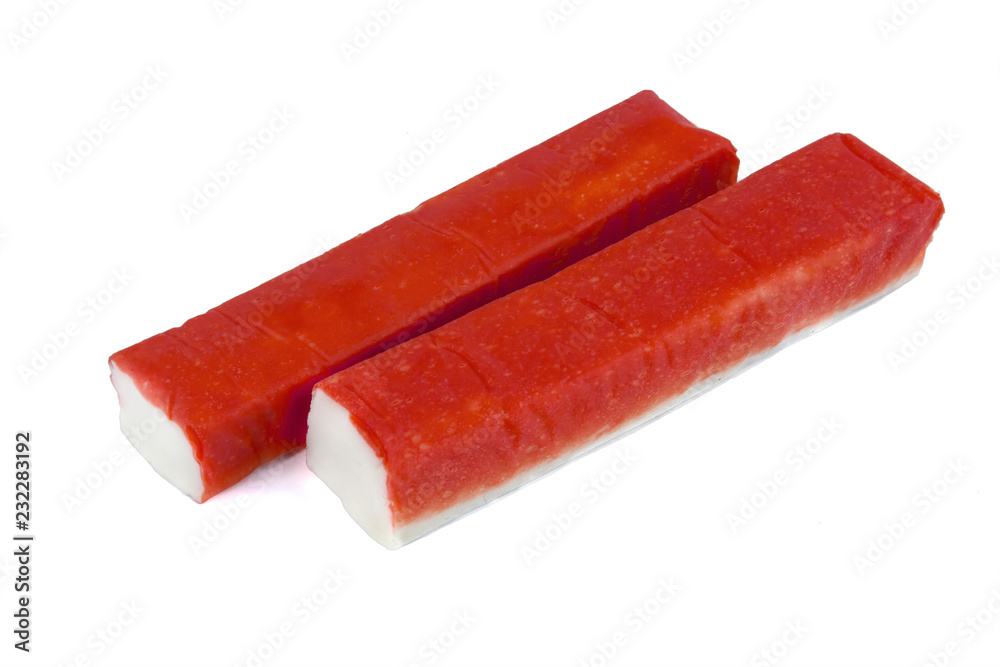 crab sticks on white background crab sticks on white background
