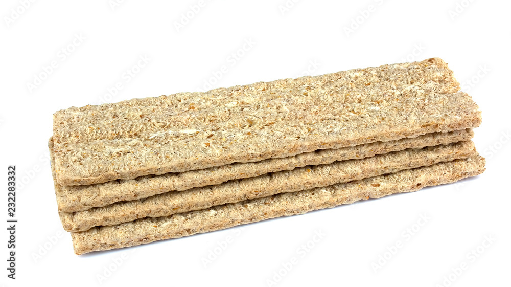 Crispbread isolated on white background.