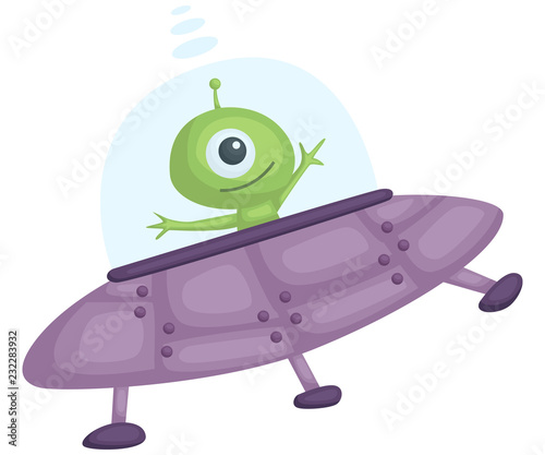 a vector of an UFO with alien inside