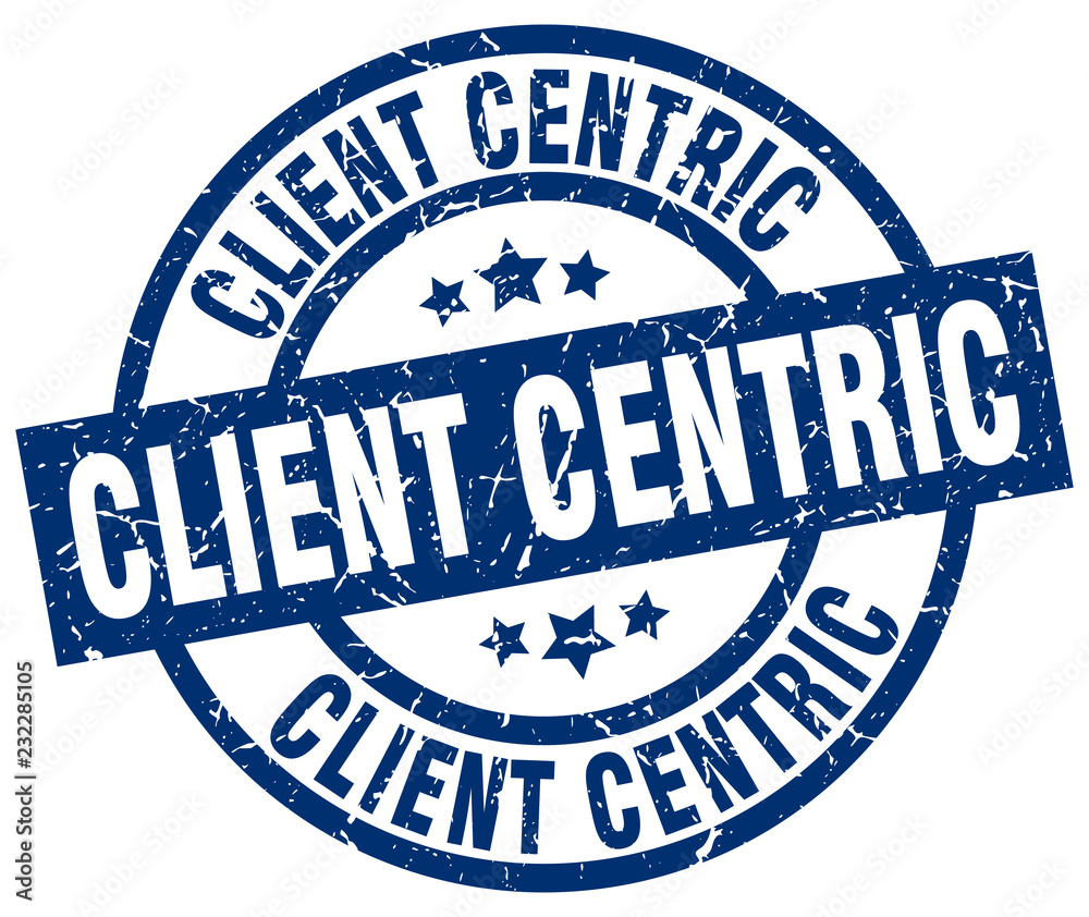 client centric blue round grunge stamp client centric blue round grunge stamp