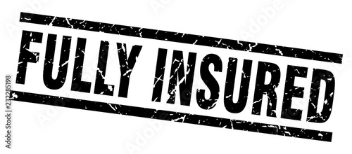 square grunge black fully insured stamp