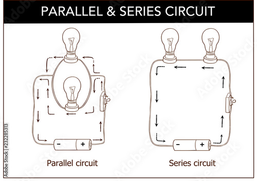  vector illustration of a series and parallel circuits.