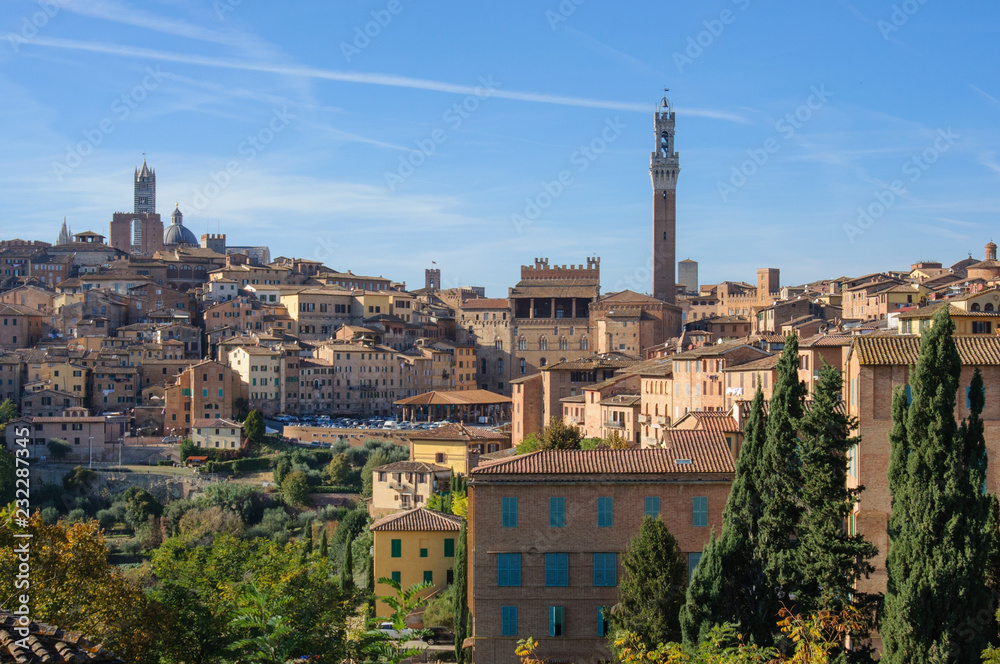 Siena, Italy - panoramic city view as seen from Basilica de Santa Maria dei Servi