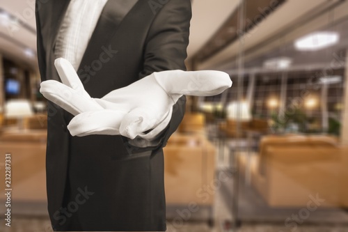 Konstfotografi Elegant human hand in white glove