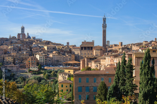 Siena, Italy - panoramic city view as seen from Basilica de Santa Maria dei Servi
