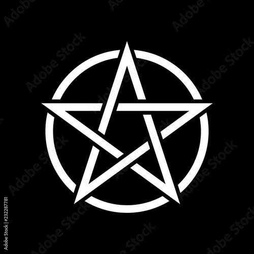 Pentacle magic sign. Black background