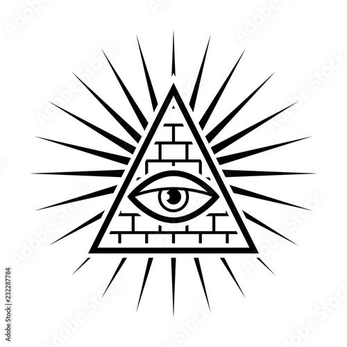 All seeing eye. Sign Masons. White background