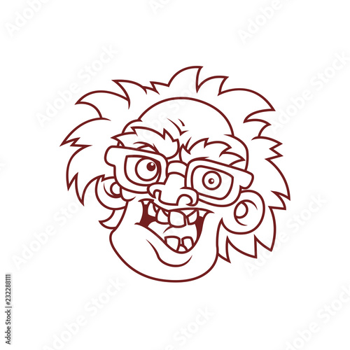 Old man with glasses. Cartoon character. Vector illustration, eps 10.