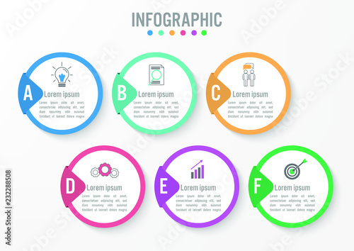 Business infographic template with 3d circle label