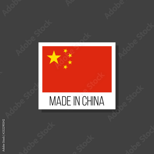 made in china, vector sticker with chinese flag