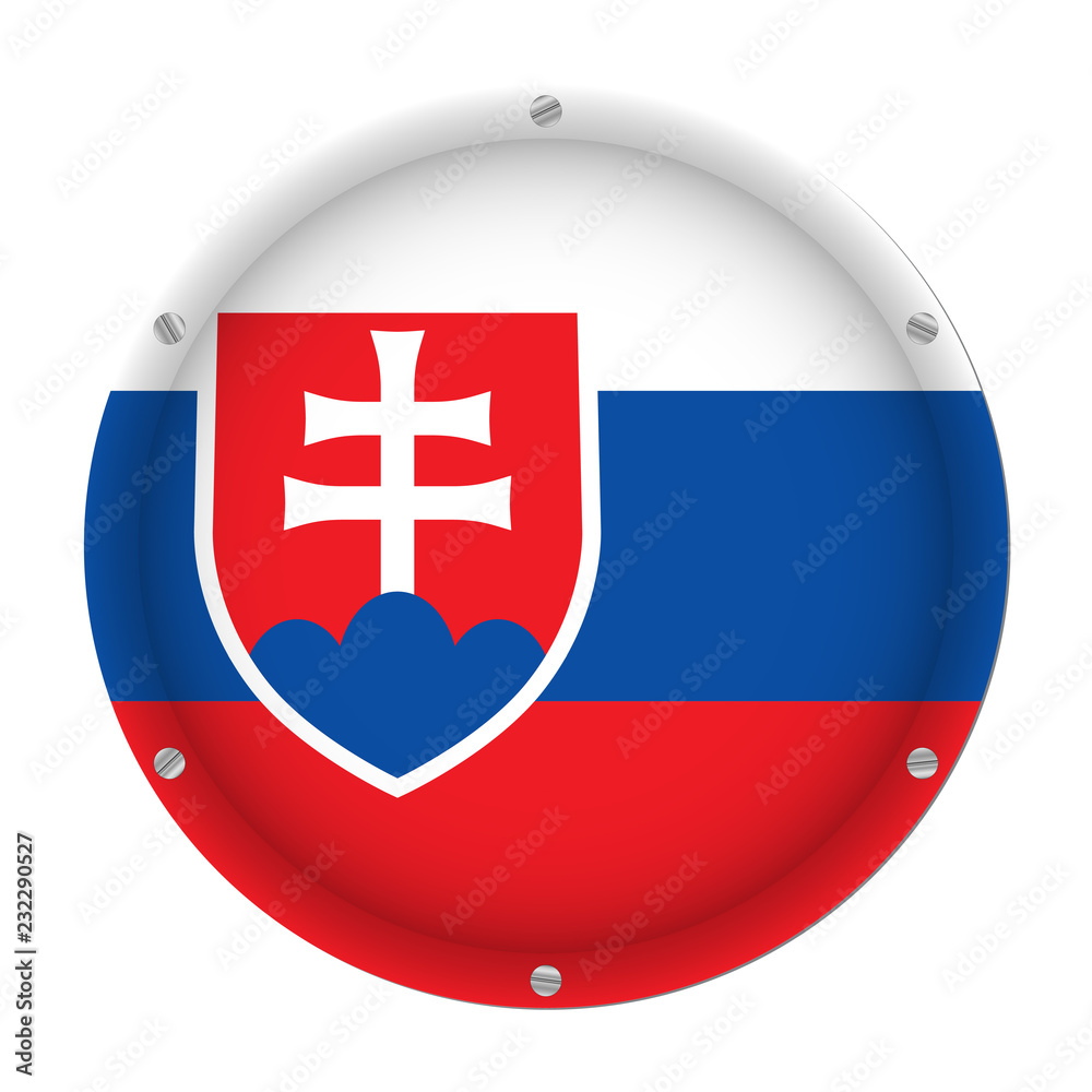 Obraz premium round metallic flag of Slovakia with screws