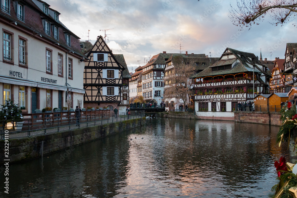 River Ill and houses in the district of La Petite France in Strasbourg