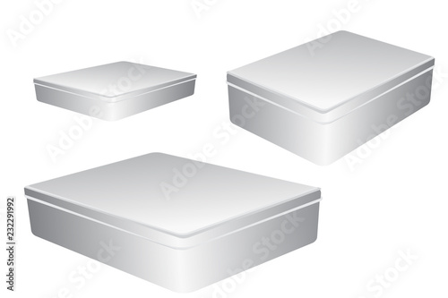 Vector template of metal closed boxes. Gift box