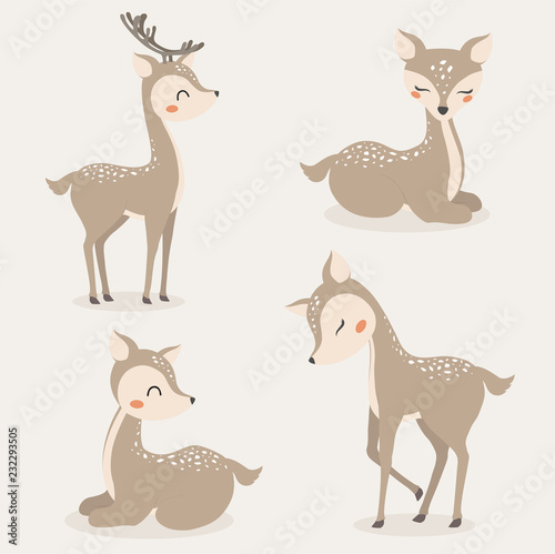 Set of Cute Deers. © yuthana Choradet