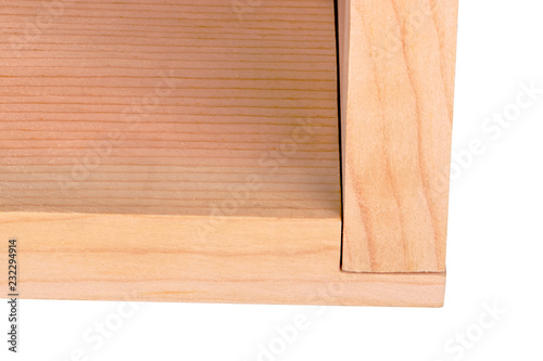 A woodworking rabbet joint isolated