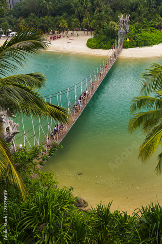 Photography Hanging bridge to Palawan island in Sentosa Singapore