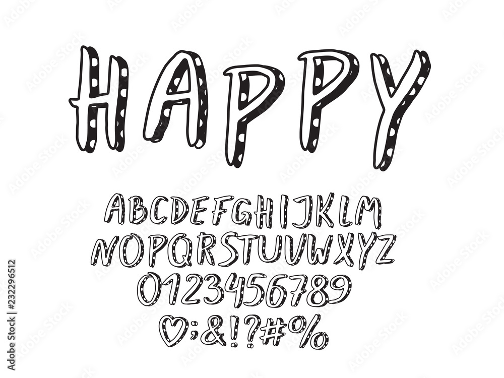 Fototapeta premium Alphabet retro design. Letters, numbers and punctuation marks. EPS 10