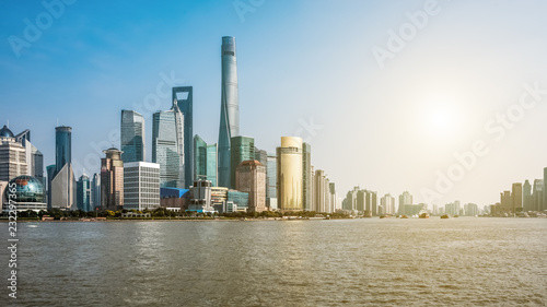 Shanghai skyline, Panoramic view of shanghai skyline and huangpu river, Shanghai China
