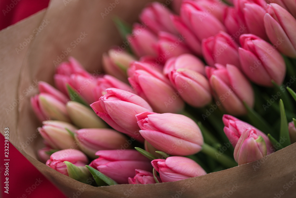 Fototapeta premium bouquet of pink tulips
