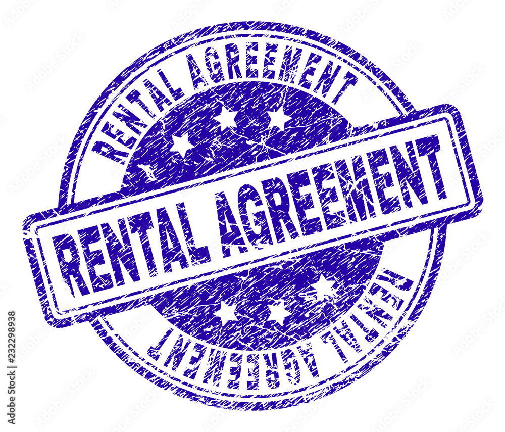 rental agreement stamp seal watermark with distress texture designed with rounded rectangles and circles blue vector rubber print of rental agreement label with retro texture stock vector adobe stock