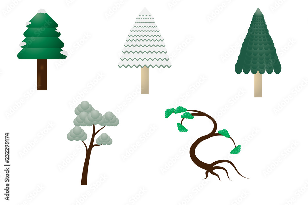 Fototapeta premium Tree Collection White Background