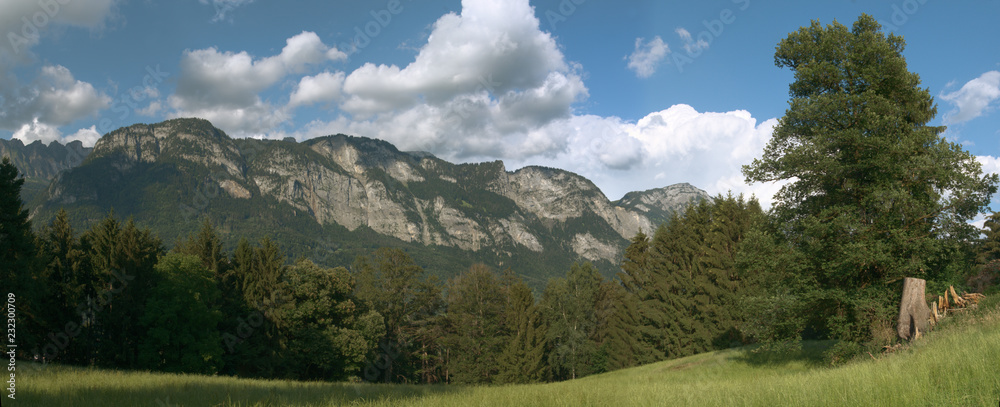 View across the valley from the Maltinawiese in Flums, Swiss Alps