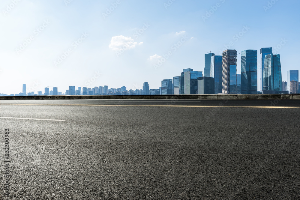 Ground roads and the city skyline of Chongqing Ground roads and the city skyline of Chongqing