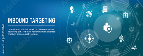 Digital Inbound Marketing  and Targeting Web Banner w Vector Icon Set