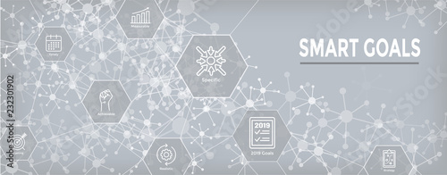 2019 SMART Goals Vector graphic with Smart goal keywords