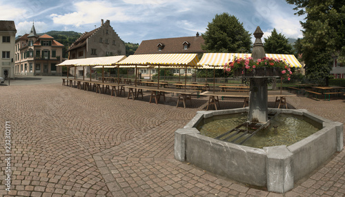 Open-air market in Flums, Swiss Alps