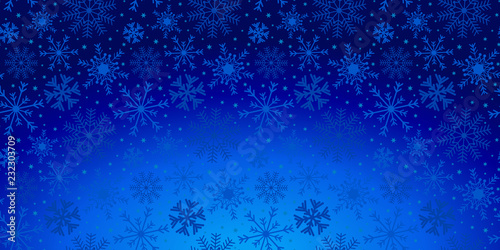 Christmas holiday background with snowflakes and stars in blue. Abstract winter blue pattern..