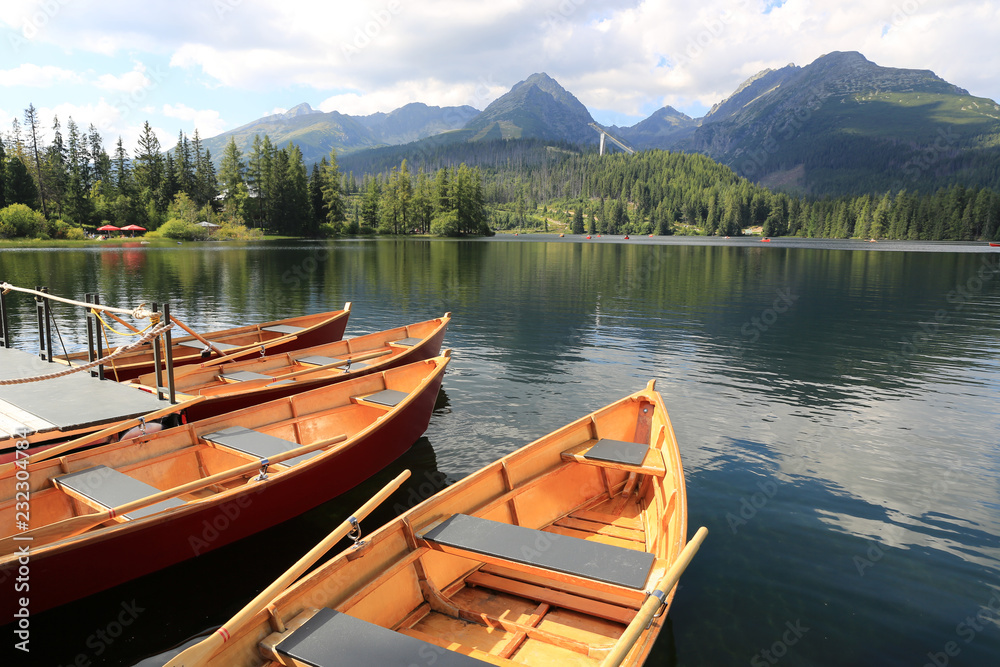 Wooden boat on lake