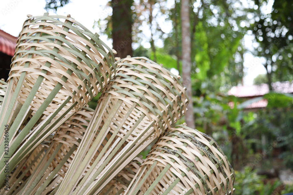 Bamboo wickerwork with natural background. 