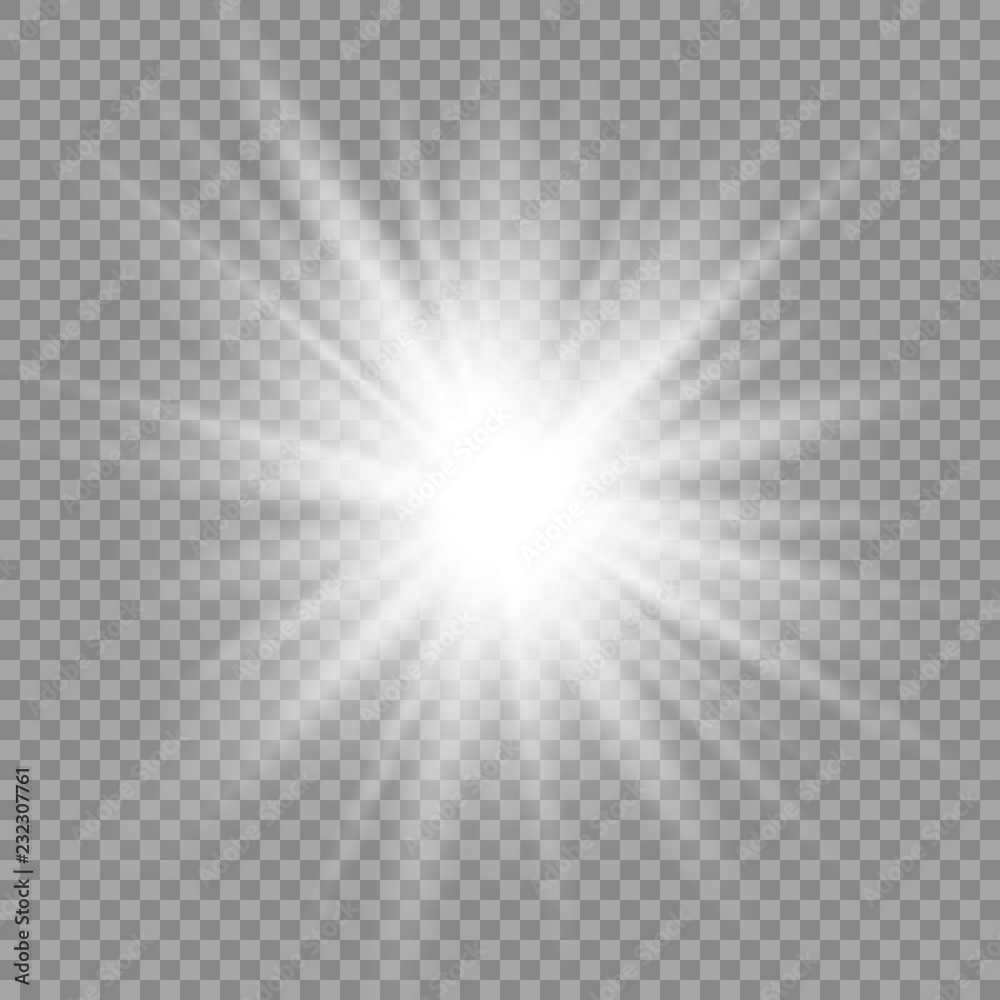 Glow light effect. Star burst with sparkles. Sun. Vector illustration.