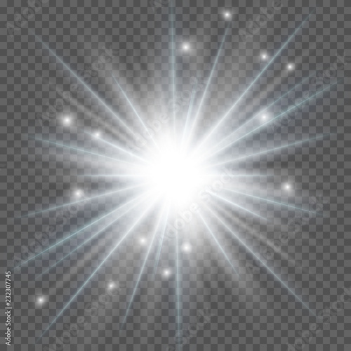 Glow light effect. Star burst with sparkles. Sun. Vector illustration.