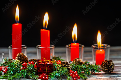 Christmas candles on a black background