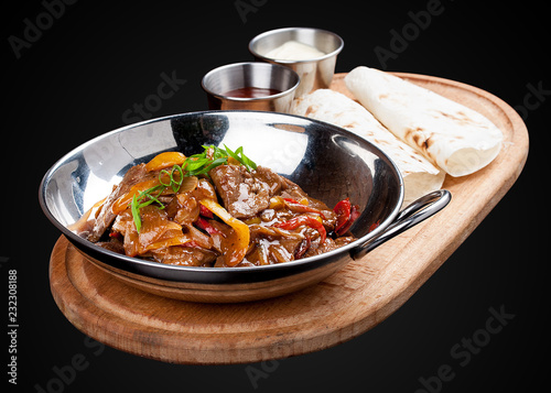 Veal in sweet and sour sauce. Chinese cuisine