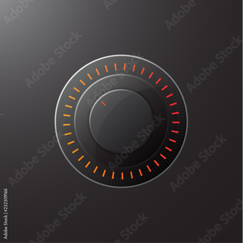 Manual control knob plastic, volume settings, sound control. Vector illustration.