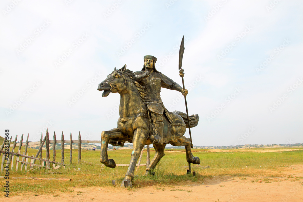 Knight sculpture in the WuLanBuTong grassland, China