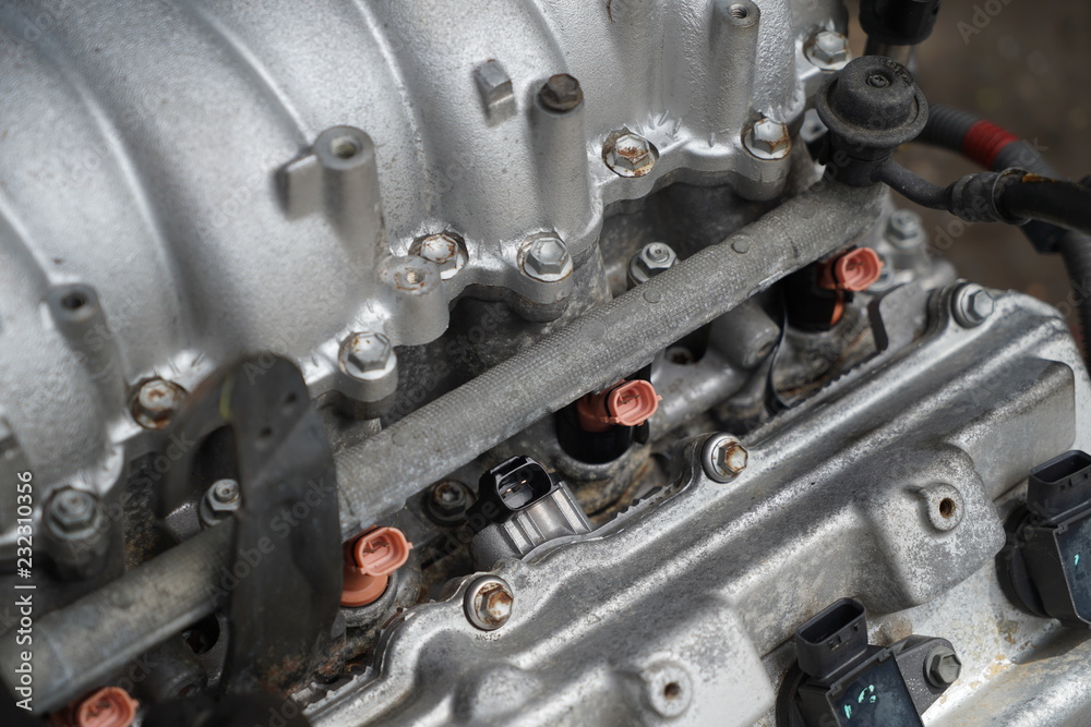 Muscle car's engine detail Muscle car's engine detail