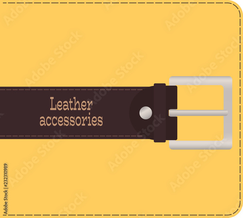 brown leather belt with metal buckle