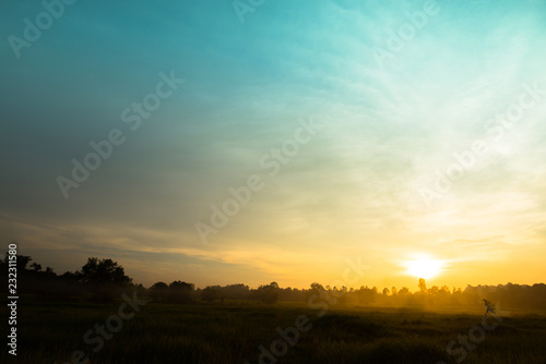 sunset over field © singkham