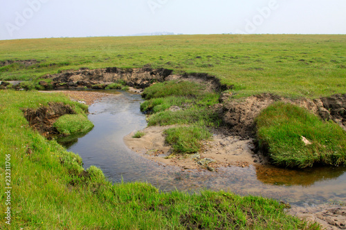 small river in the WuLanBuTong grassland, China