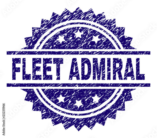 FLEET ADMIRAL stamp seal watermark with distress style. Blue vector rubber print of FLEET ADMIRAL text with grunge texture.