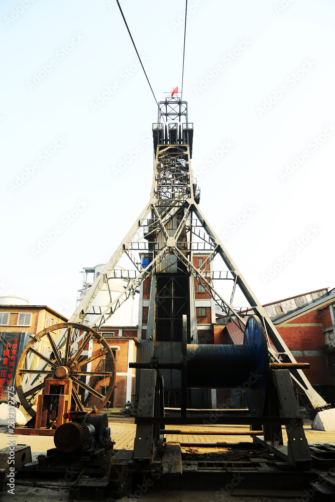 Obraz premium The mine derrick in the Kailuan national mine park, on January 2, 2014, tangshan city, hebei province, China.